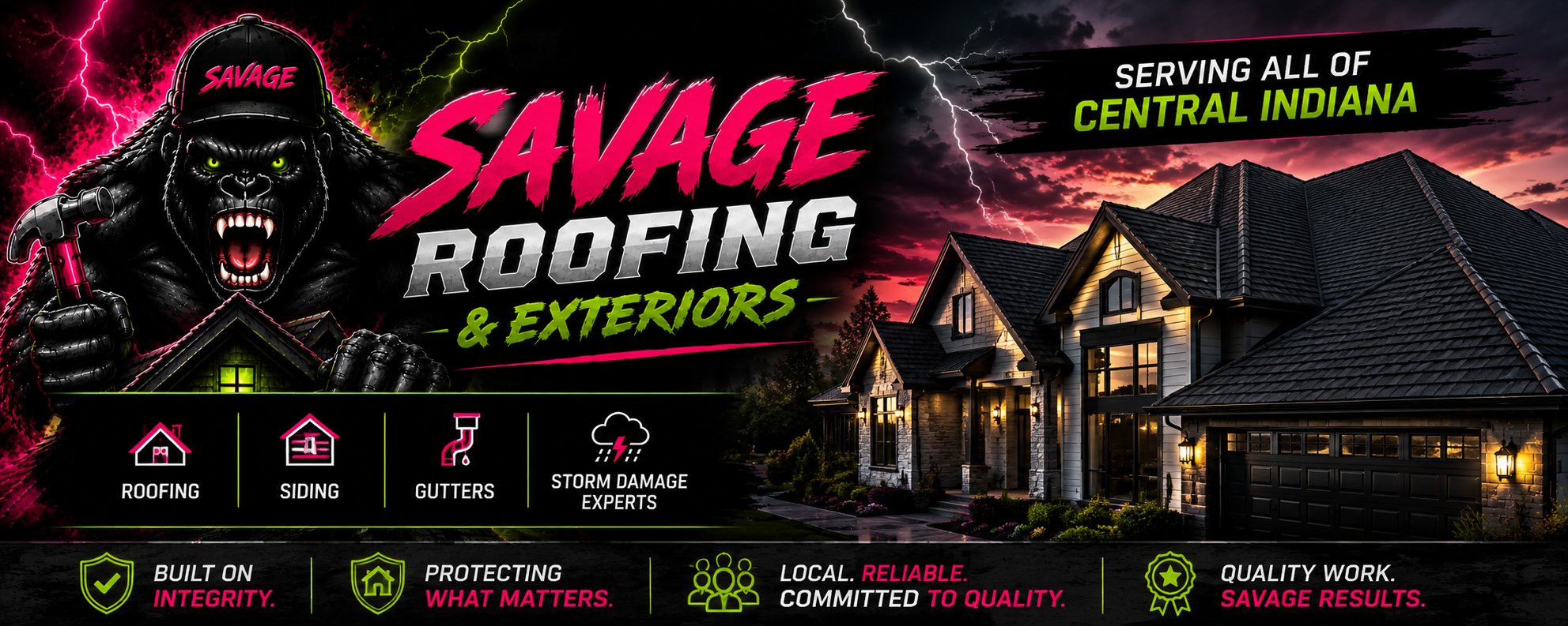 Savage Roofing and Exteriors services: roofing, siding, gutters, and storm damage expertise across Central Indiana